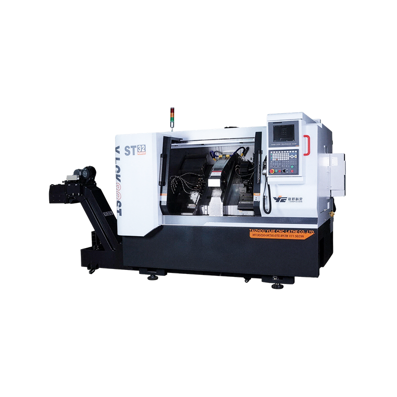 YJ-CK32ST Double Head & Double Row Tool CNC Lathe, Auto Loading&Unloading